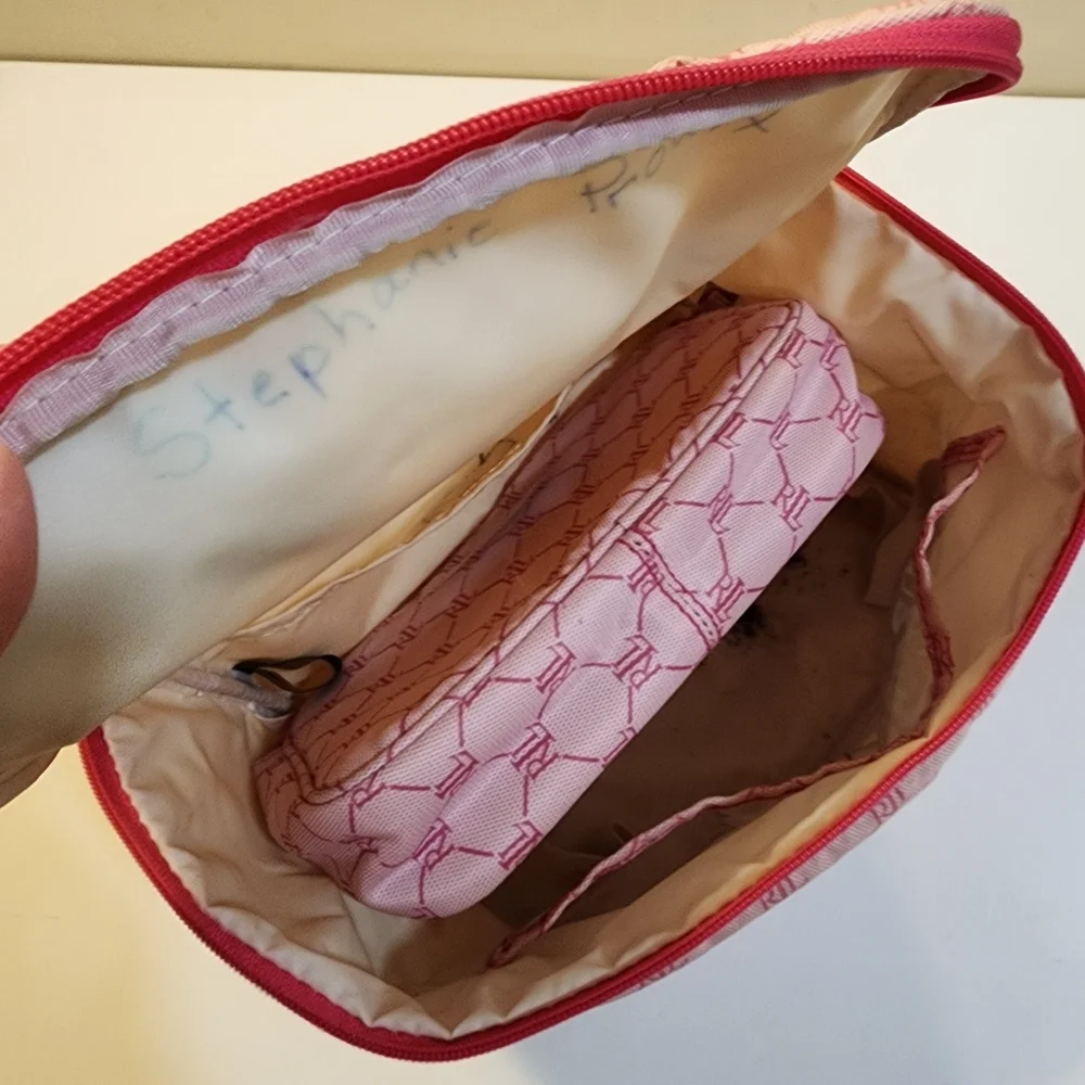 Lauren Ralph Lauren Pink RL Monogram Cosmetic Bags Set